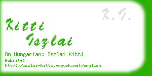 kitti iszlai business card